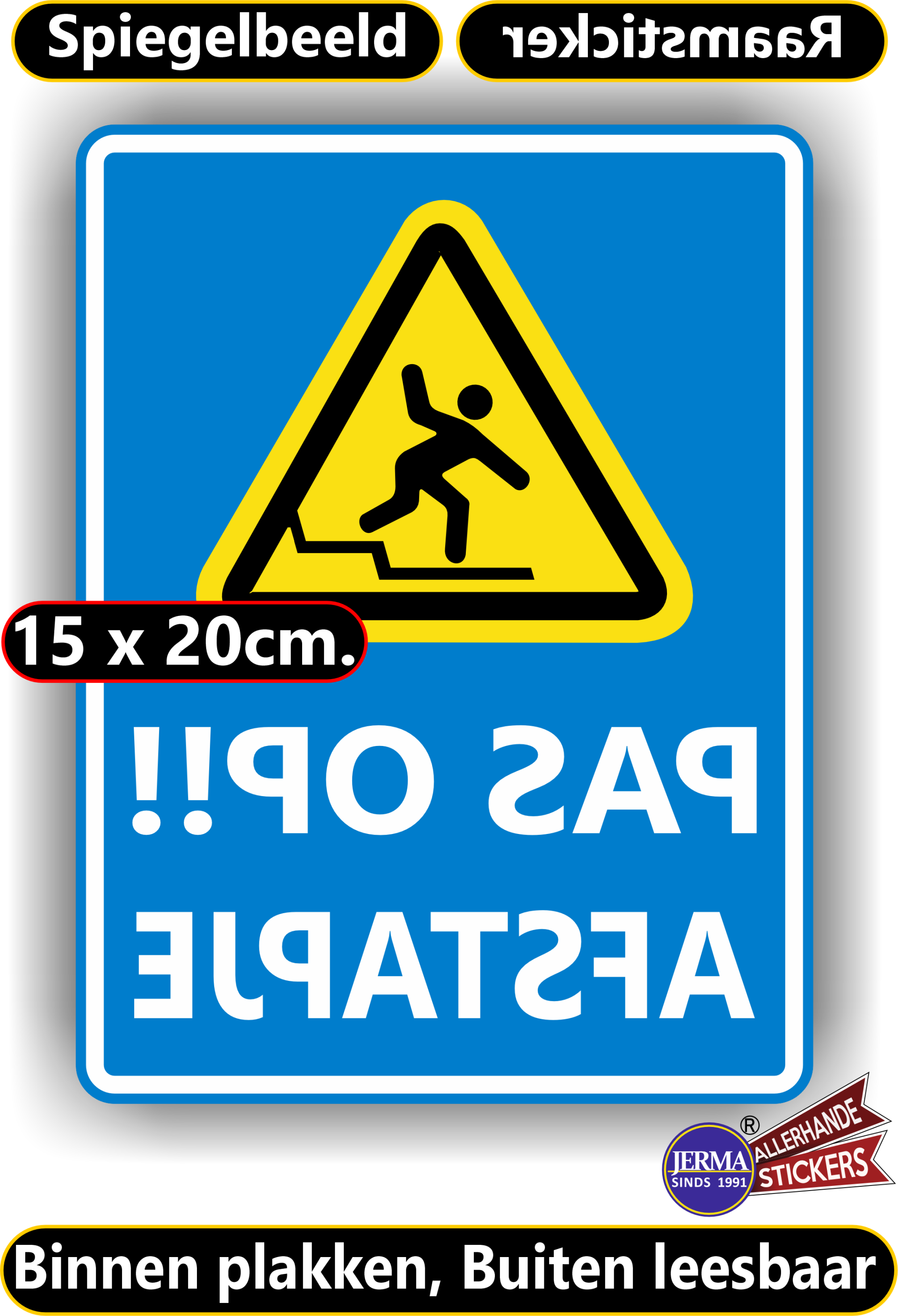 Afstapje raamsticker in spiegelbeeld (sp.112.78)