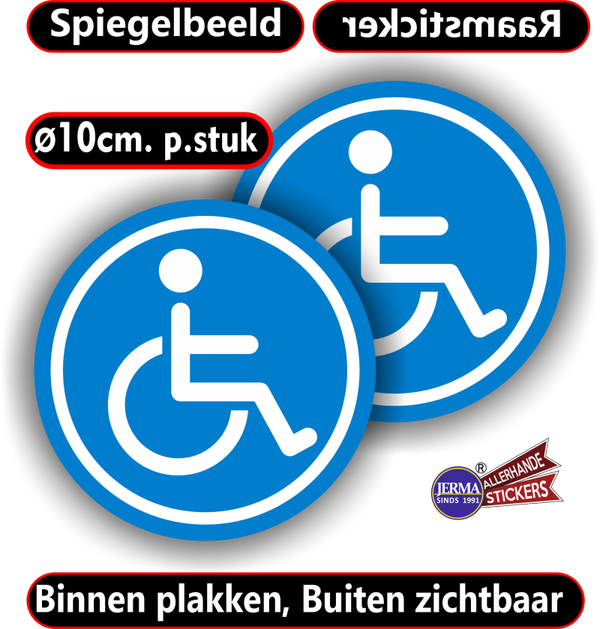 Rolstoel toegangkelijk set Raamstickers Ø10 Spiegelbeeld (sp.114.79)