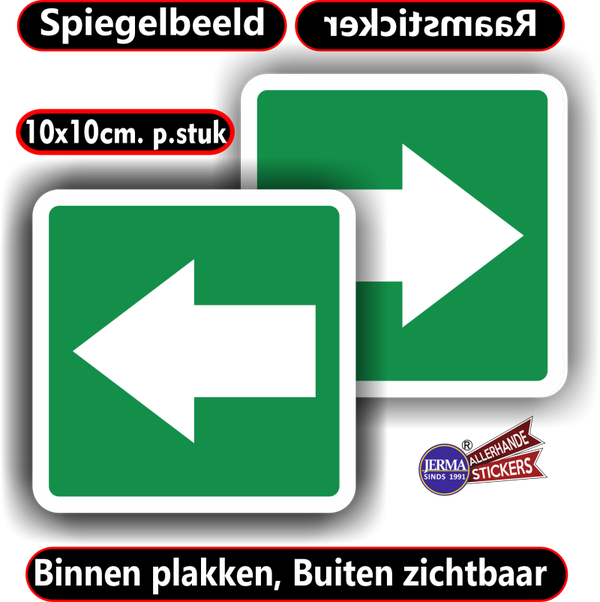 Richtingaanwijzer raamstickers in spiegelbeeld (sp.117.79)