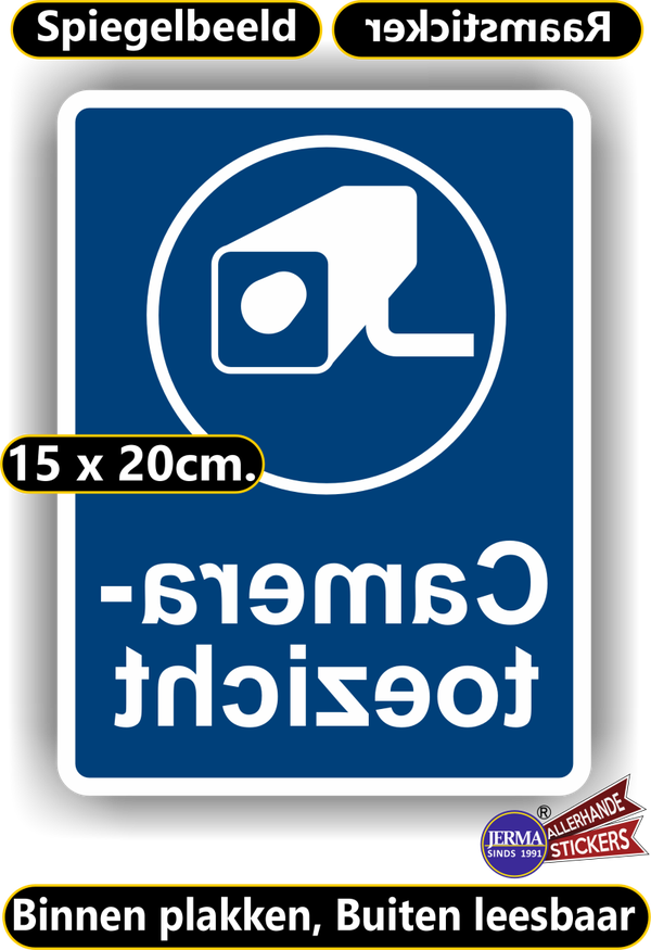 Camera toezicht spiegelbeeld raamsticker (sp.107.75)