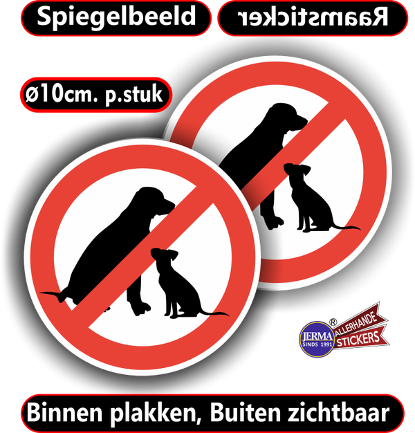 Honden niet toegestaan raamstickers spiegelbeeld (sp.119.80)