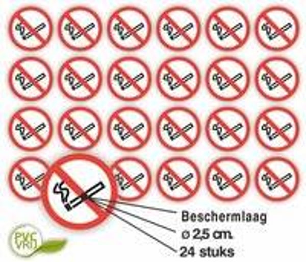 Verboden te roken - Stickers - Set 24 st. - Ø 4.5 cm (227.08)