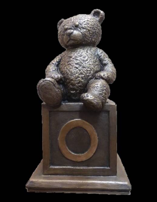 "Teddy Bear Urn" 14" high, Brozne