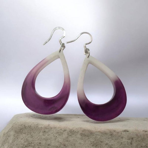Boucle d'oreilles Lavande et blanc