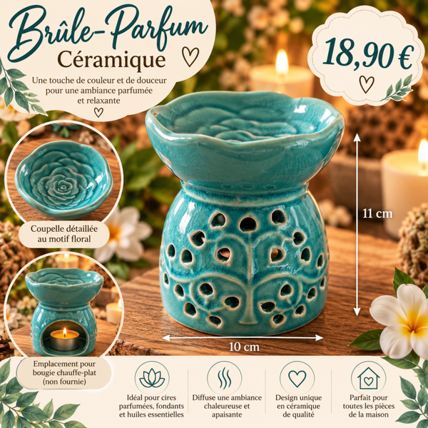 Brûleur en céramique turquoise