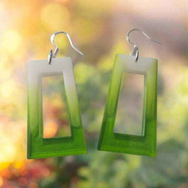 Boucle d'oreilles blanche et verte