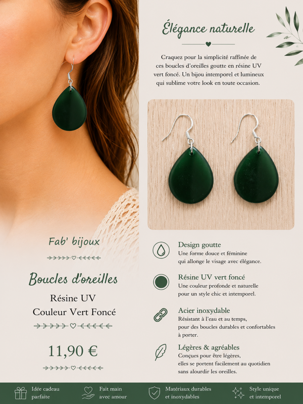 Boucle d'oreilles verte