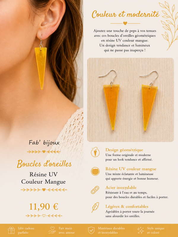 Boucle d'oreilles couleur mangue