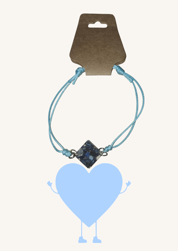 Bracelet réglable bleu ciel avec pierre en Lapis-Lazuli