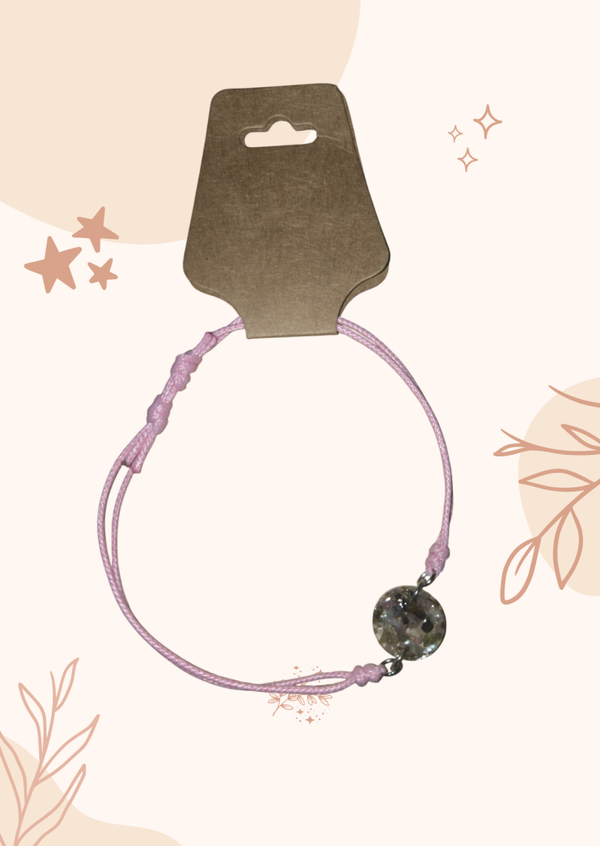 Bracelet réglable rose avec pierre en Tourmaline multicolore
