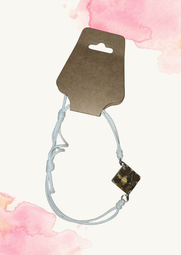 Bracelet réglable blanc avec pierre Œil de Tigre
