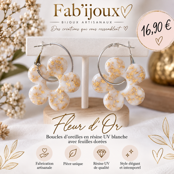 Boucle d'oreille "Fleur d'or"