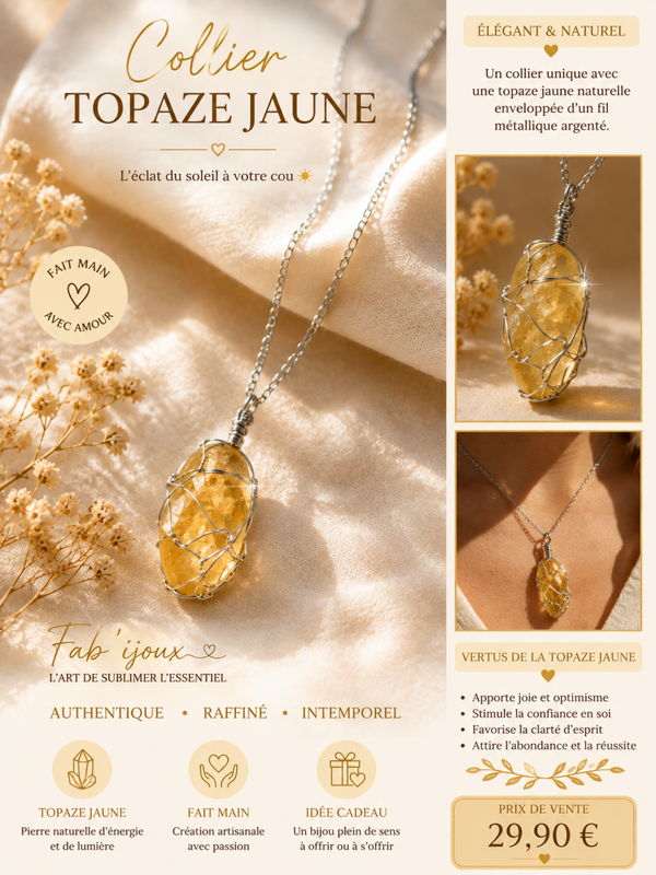 Collier en topaze jaune