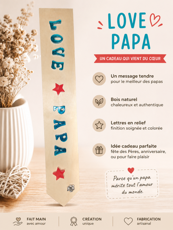 Cadeau papa personnalisé-décoration bois LOVE PAPA