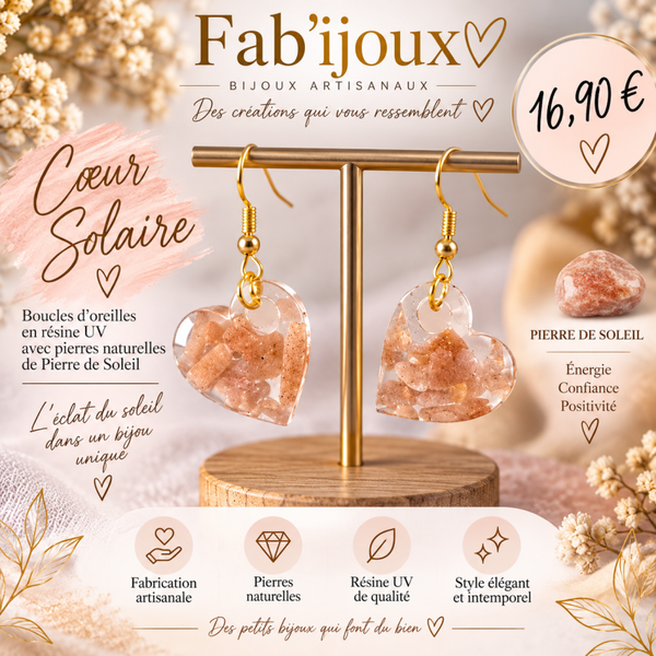 Boucle d'oreille " Cœur solaire"