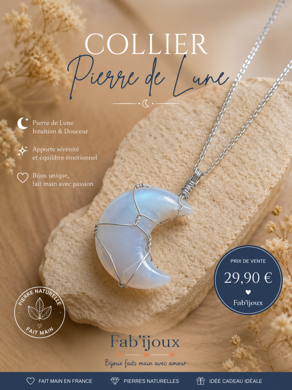Collier lune en pierre de lune
