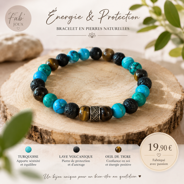 Bracelet « Énergie & Protection » – Pierres naturelles et perles en bois