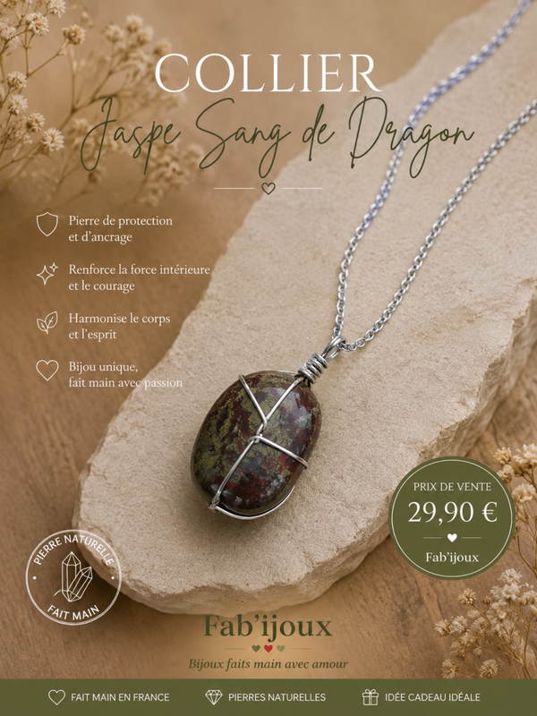 Collier en jaspe sang de dragon