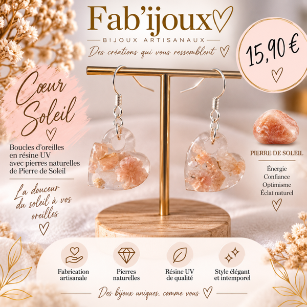 Boucle d'oreille " Cœur soleil"