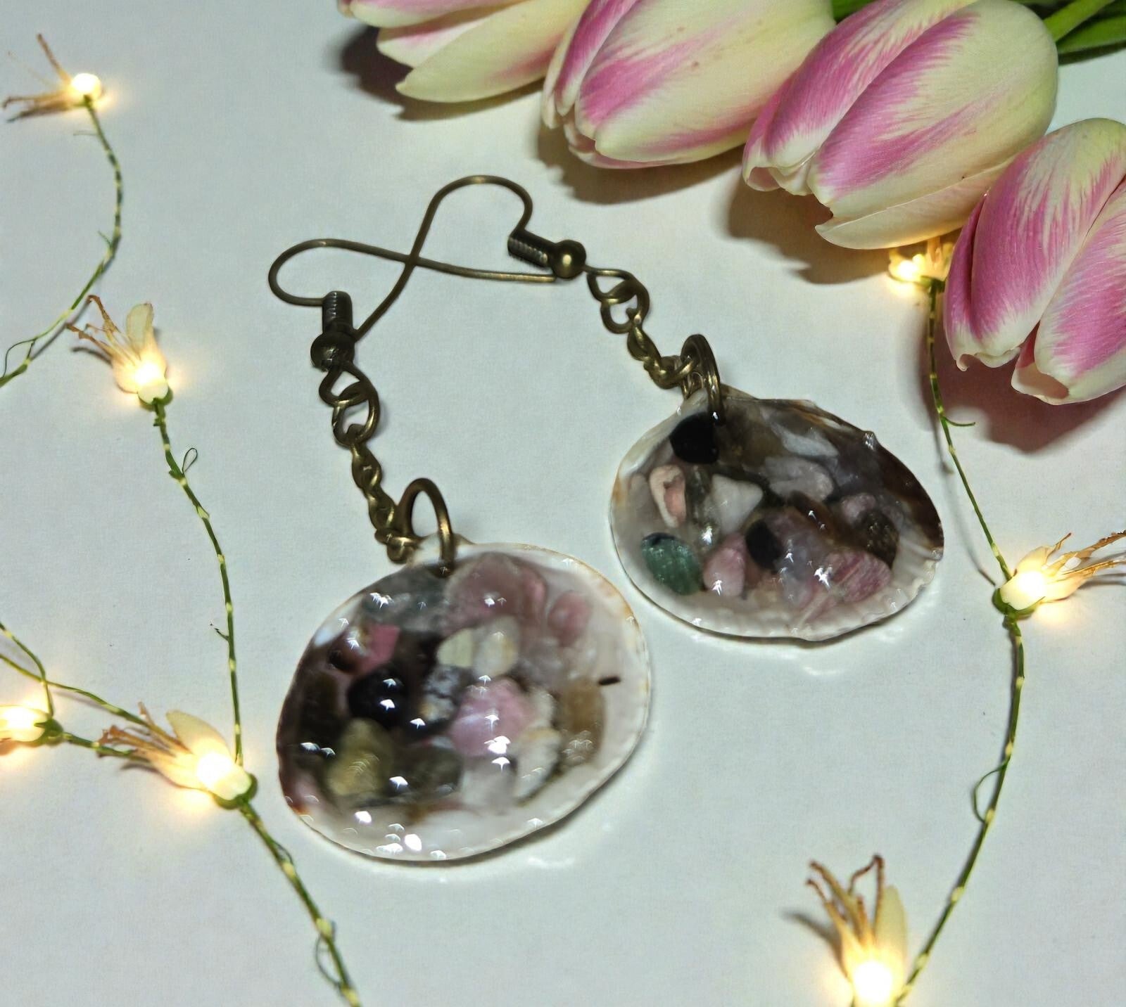 Boucle d'oreille en tourmaline multicolore