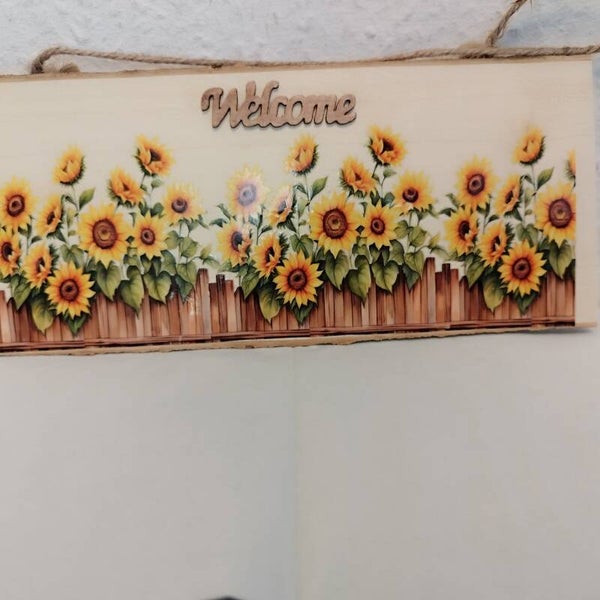 Türschild Welcome Sonnenblumen mittig