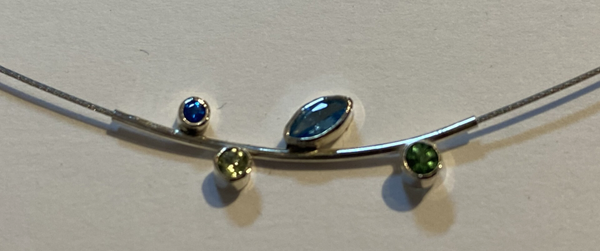 Zilveren collier (staaldraad) met zilveren hanger (2,8cm) -UITVERKOCHT -