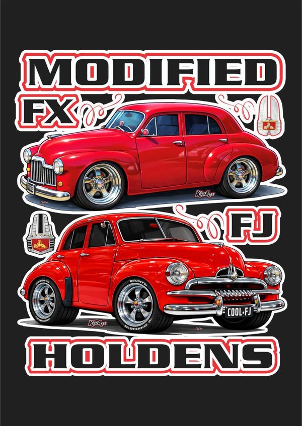 MODIFIED FX FJ HOLDENS SEDANS RED