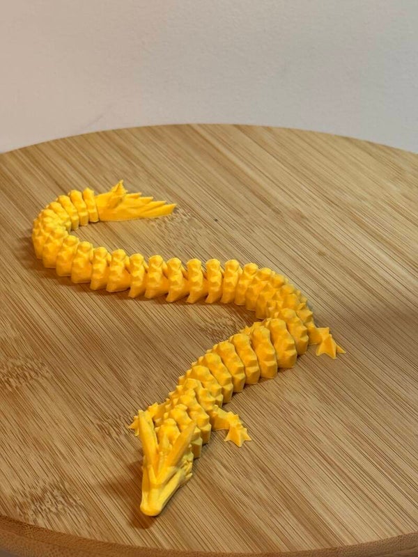 Dragon Articulé en Impression 3D – Cristal & Écailles Jaunes