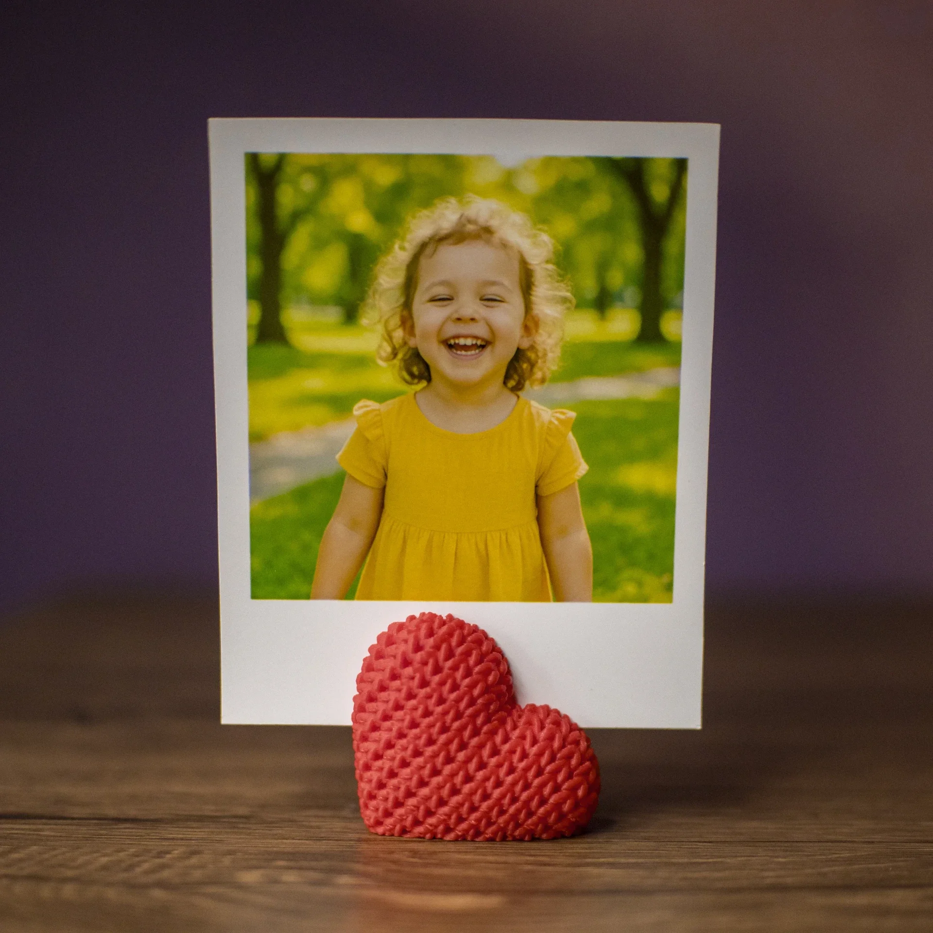 Porte-Photo Cœur Effet Tricot en Impression 3D