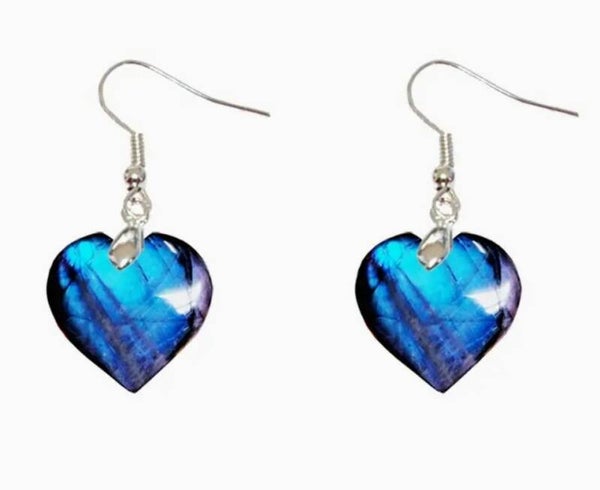 Boucle d'oreilles cœur Labradorite