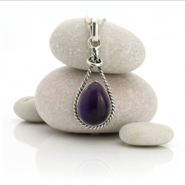Pendentif goutte argent 925 Amethyste