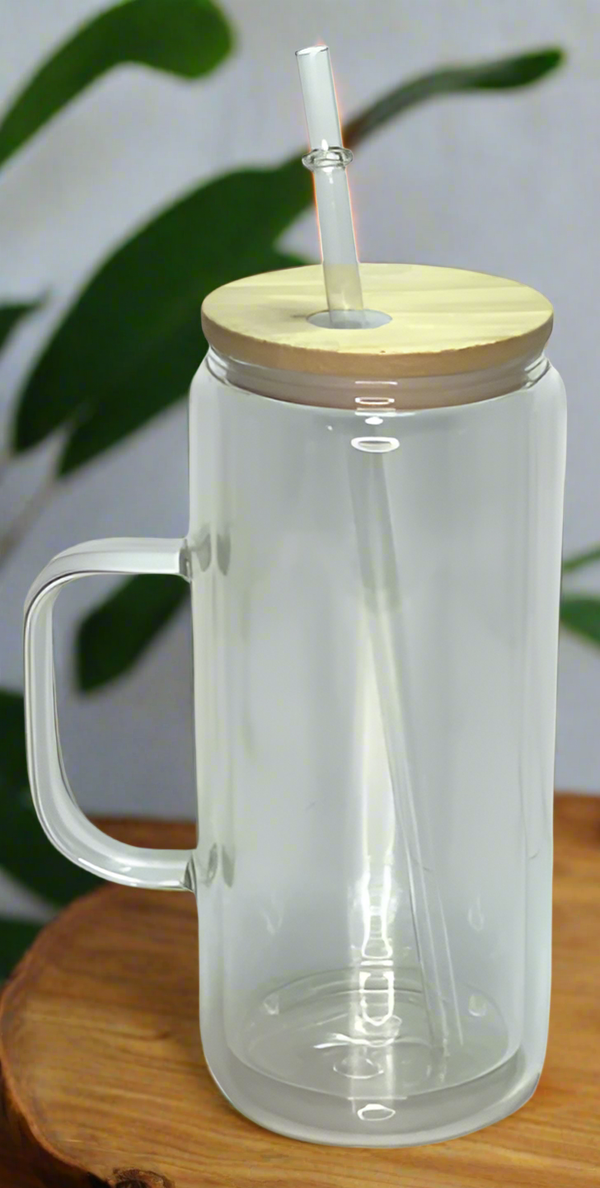 20oz Glass Snowglobe Tumbler With Handle