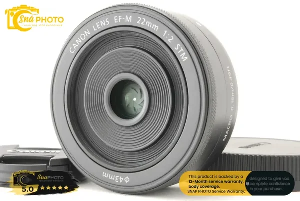 Canon EF-M 22mm f/2 STM Black Wide Angle Pancake Lens