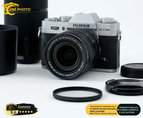 FUJIFILM X-T20 Silver 24.3MP Mirrorless Digital Camera + XF 18-55mm + XC 50-230mm