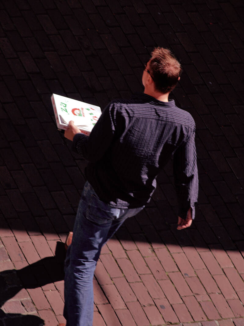 Pizza eater enters a shadow zone