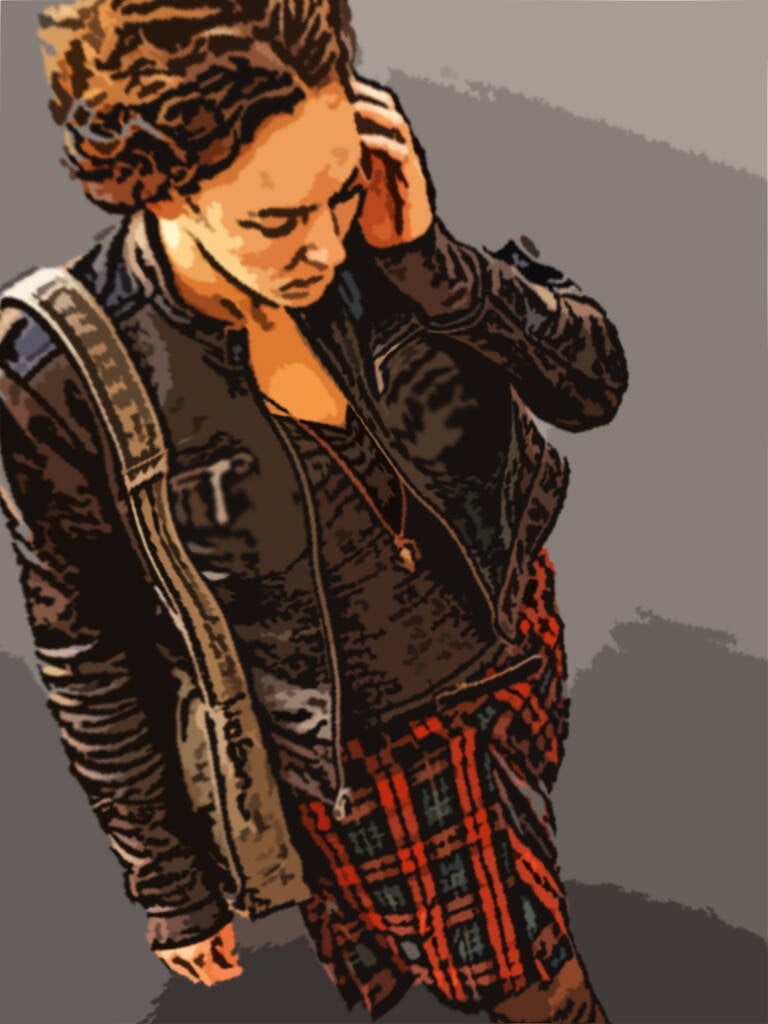 Tartan and mobilephone 