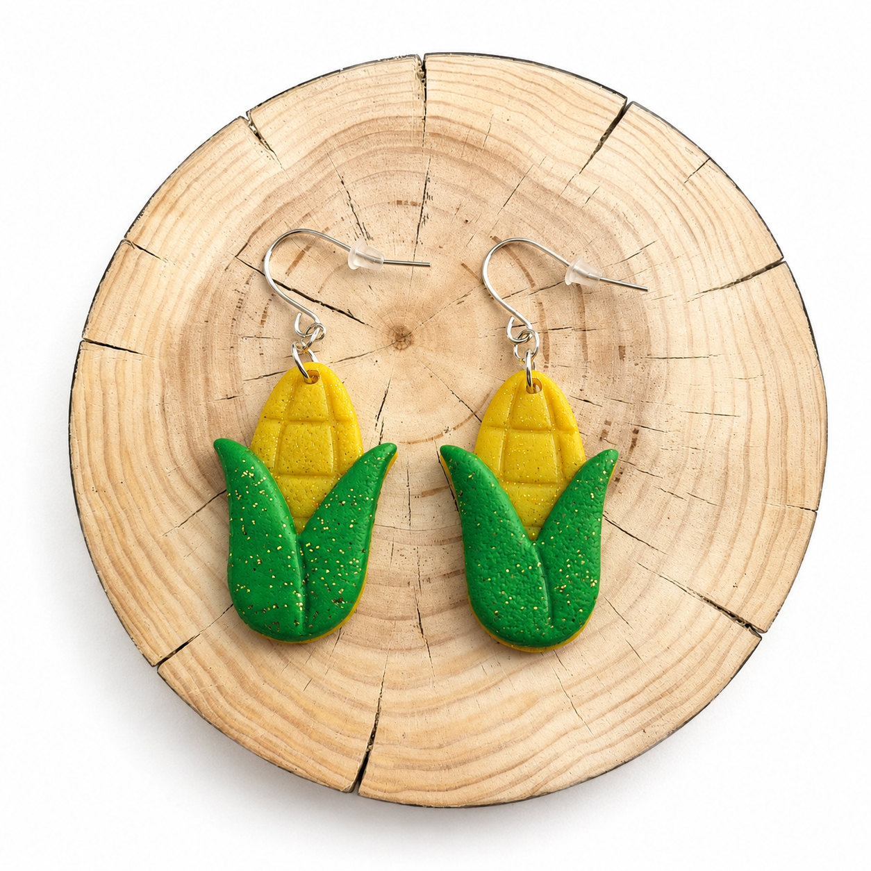 Polymer clay corn earrings