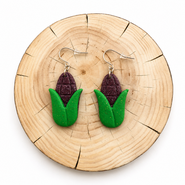 Polymer clay corn earrings