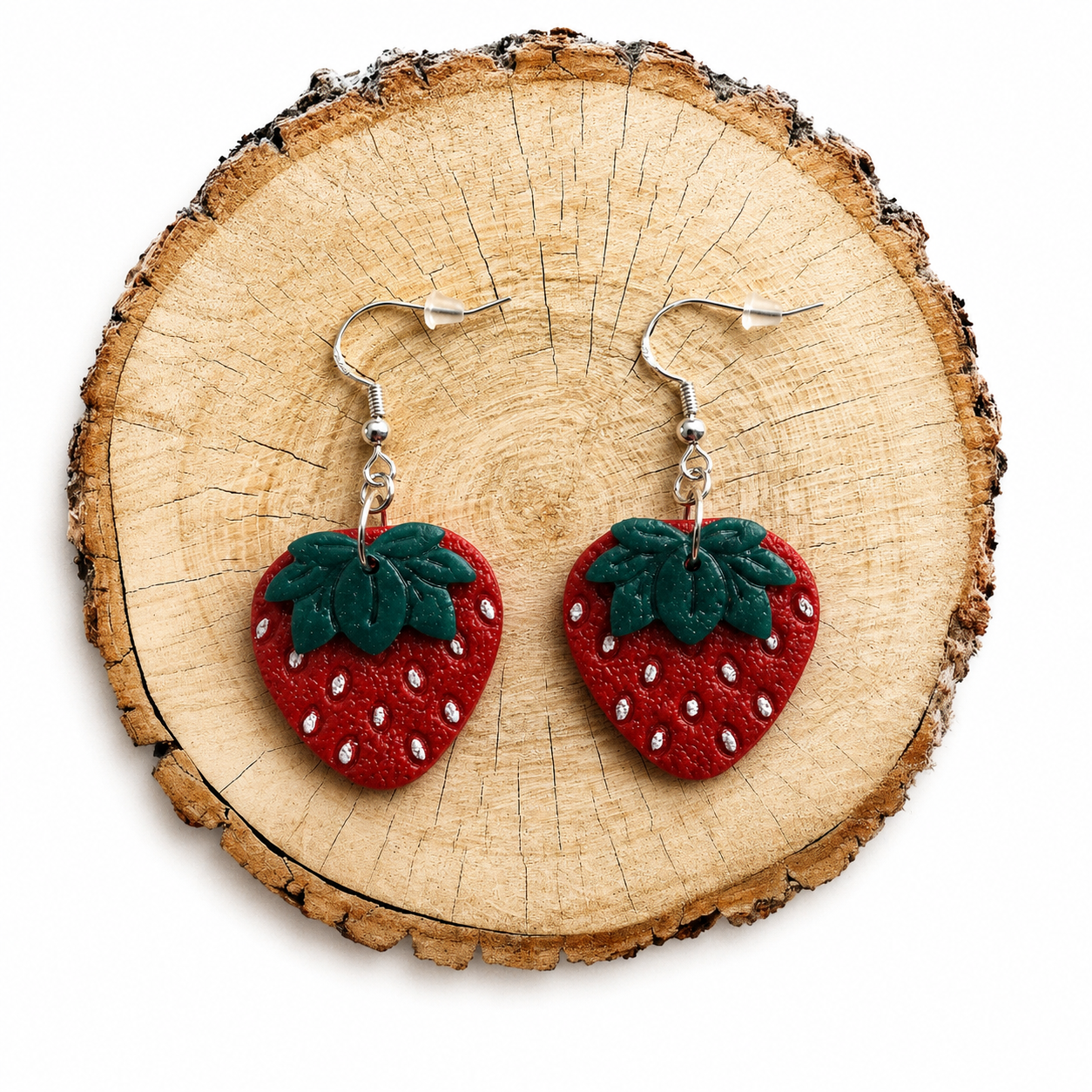 Polymer clay strawberry earrings