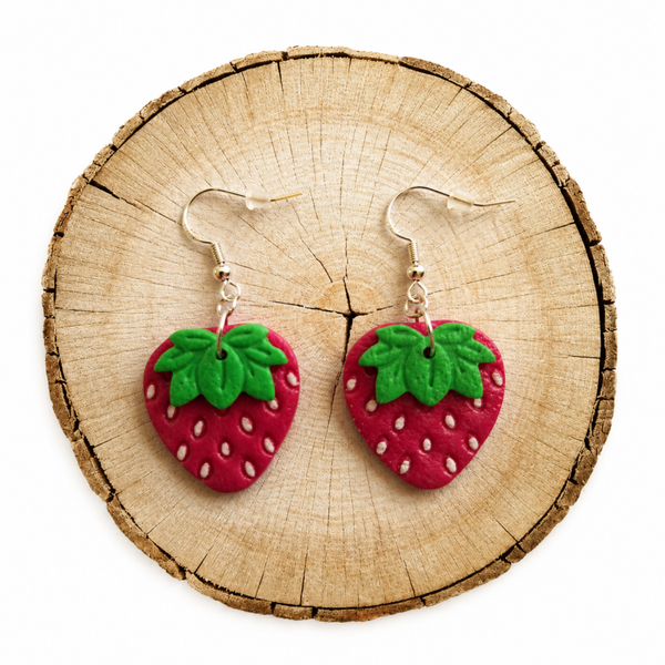 Polymer clay strawberry earrings