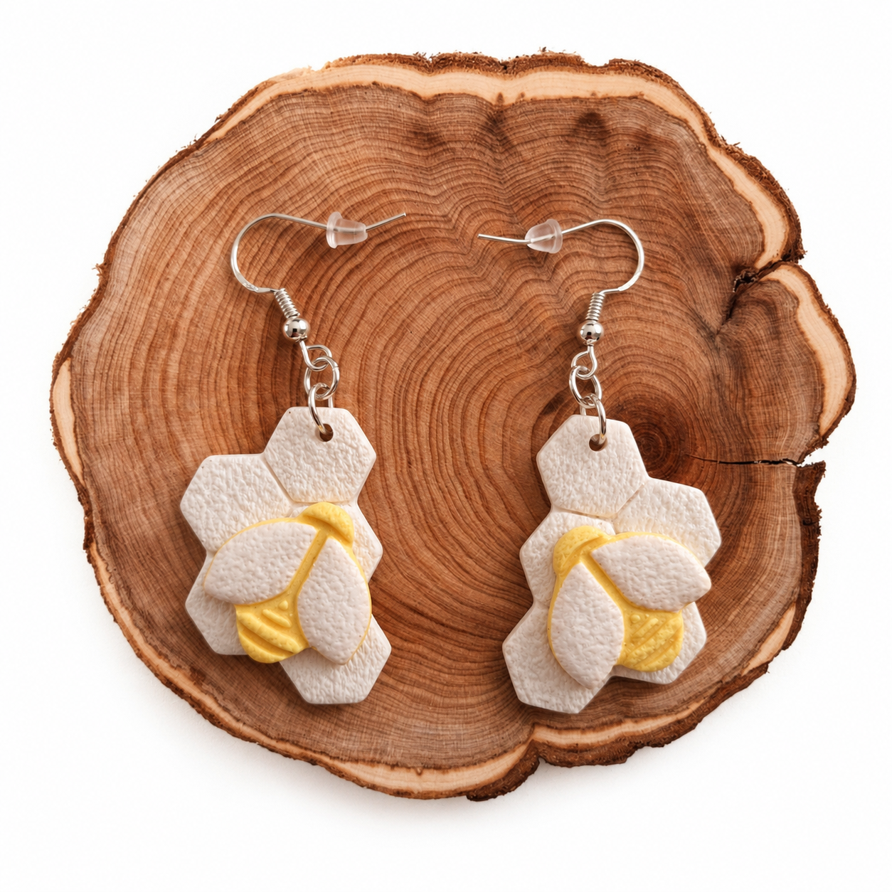 Polymer clay bee earrings