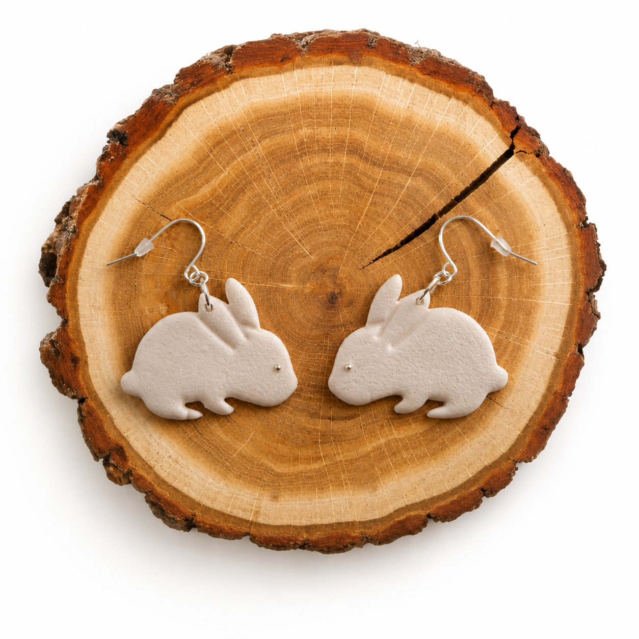 Polymer clay rabbit earrings