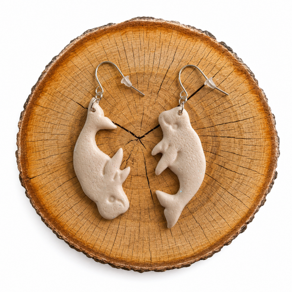 Polymer clay beluga whale earrings