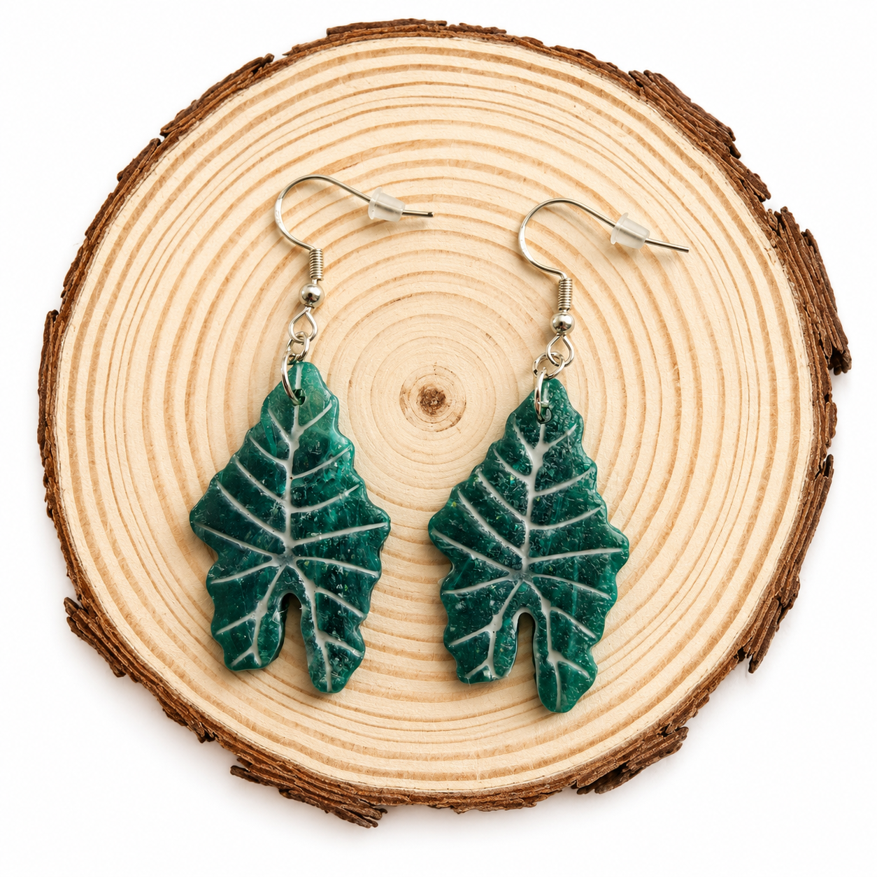 Polymer clay Alocasia leaf earrings