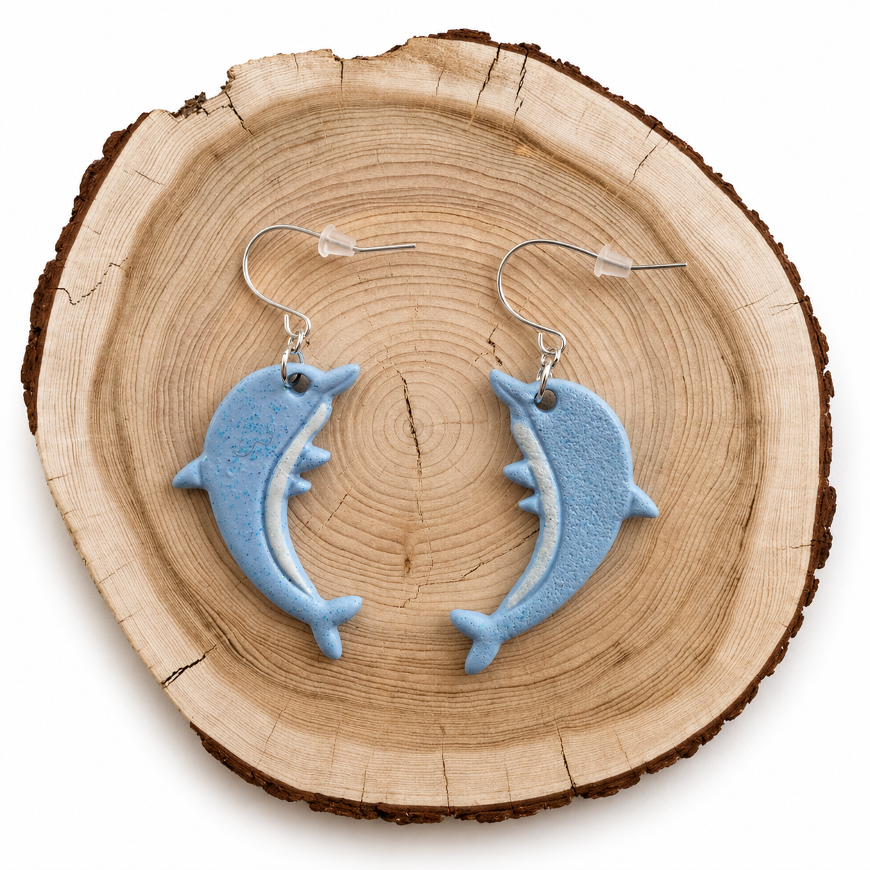 Polymer clay dolphin earrings