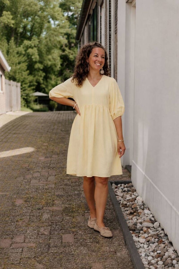 Azzurro viscose jurkje lichtgeel