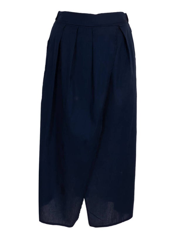 Azzurro midi rok split - donkerblauw