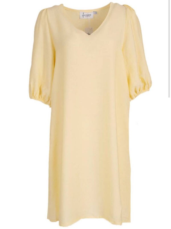 Azzurro jurk a-lijn pofmouw - butteryellow
