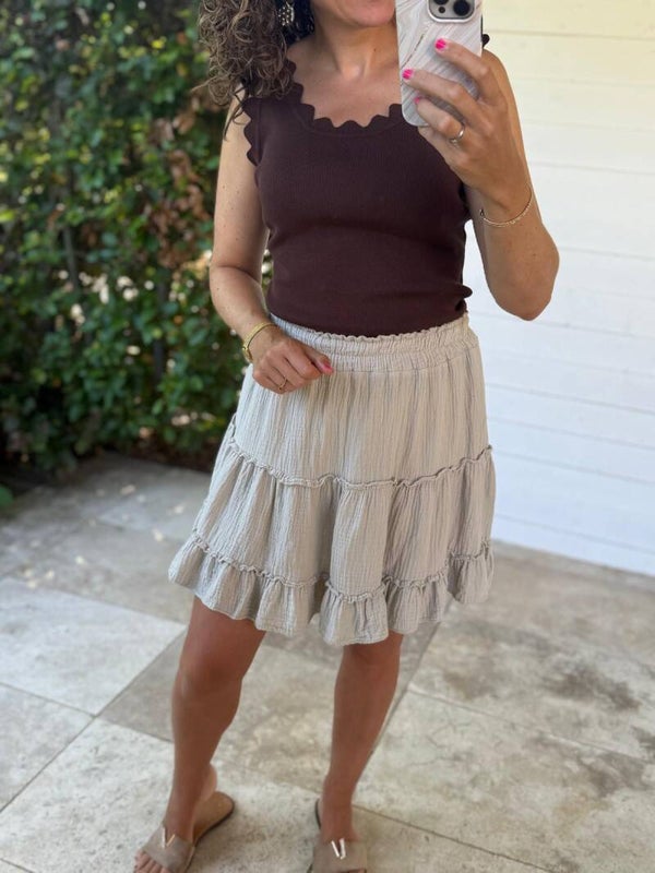 La Flor mousseline rokje - beige