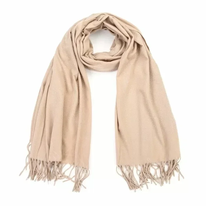 La Flor Sjaal Khaki Fringes